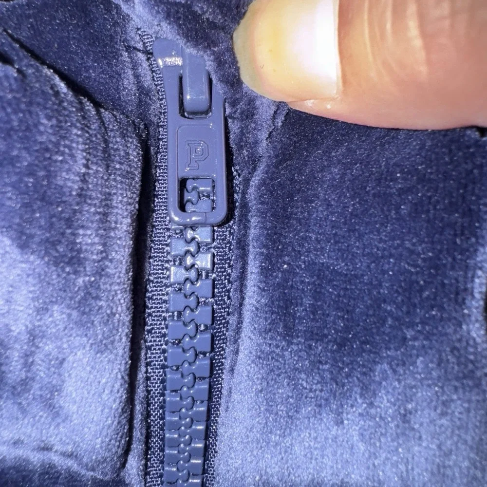 Victoria's Secret‎ Pink Ribbed Velour Crop Puffer Bomber Jacket Blue Gorpcore L